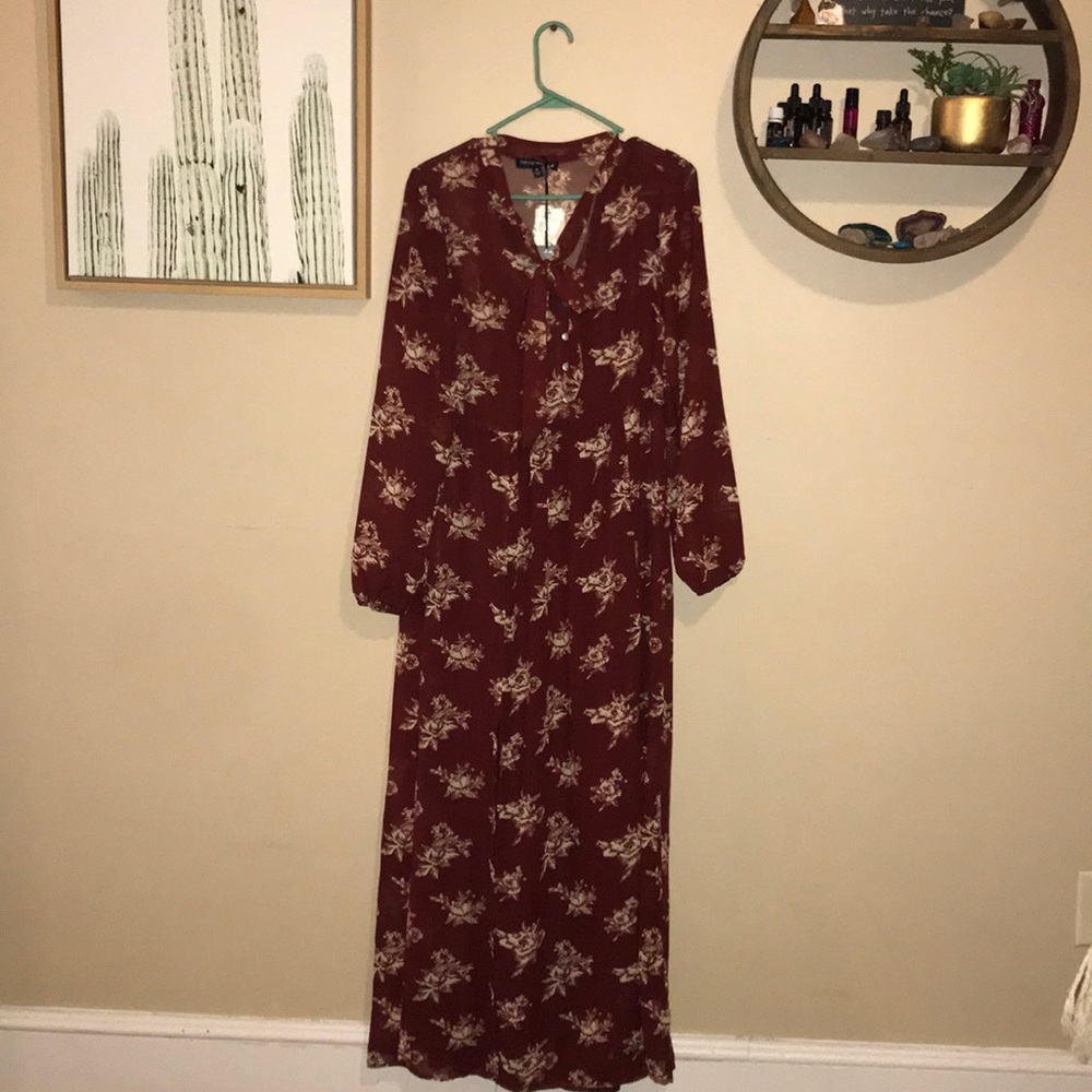 Long sleeve floral print Evening dress